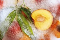 Персики в блоке льда — стоковое фото