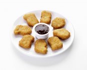Chicken nuggets with dip — Stock Photo