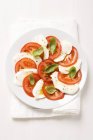 Tomaten mit Mozzarella und Basilikum — Stockfoto