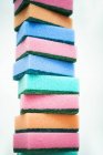 Closeup view of stack colorful sponges — Stock Photo