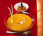 Cream of pumpkin soup with poppy seeds — Stock Photo