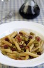 Penne pasta with Pancetta — Stock Photo