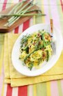 Tagliatelle pasta with asparagus — Stock Photo