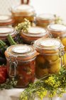 Assorted Homemade Preserves on table — Stock Photo