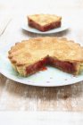 Partly eaten Rhubarb pie — Stock Photo