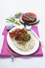 Risotto rice with bacon — Stock Photo