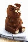 Schokoladenbär auf Stoffserviette — Stockfoto
