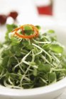 Vista de cerca de la ensalada con brotes de verduras verdes - foto de stock