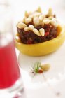 Closeup view of pine nuts dessert — Stock Photo