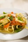 Salmon and asparagus pasta — Stock Photo