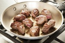 Browning Chunks of Beef — Stock Photo