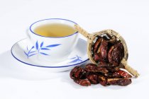 Jujube tea and dried jujubes — Stock Photo