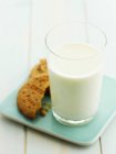 Verre de lait et biscuits — Photo de stock