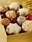 Box of sweet Christmas biscuits — Stock Photo