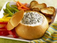 Spinach Dip in Bread — Stock Photo