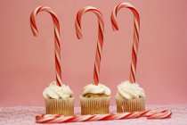 Cupcakes with Candy Canes — Stock Photo