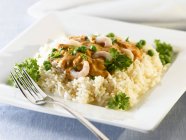 Gamberetti al curry su riso — Foto stock