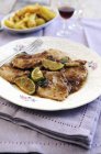 Veal escalopes with lime — Stock Photo