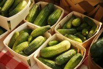 Pickling Cukes at a Farmers Market and baskets — Stock Photo