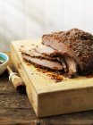 Sliced Grilled and marinated beef brisket — Stock Photo