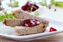 Chicken liver terrine with cranberry sauce — Stock Photo