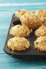 Muffins topped with nut crumble — Stock Photo