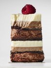 Pastel de chocolate cubierto con frambuesa - foto de stock
