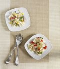 Due piatti di insalata di pollo e pasta — Foto stock