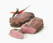 Two pepper steaks — Stock Photo