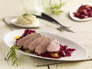 Duck breast with red cabbage — Stock Photo