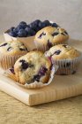 Blueberry Muffins on a Cutting Board — Stock Photo