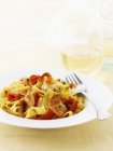Tagliatelle pasta with prawns — Stock Photo