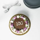 Chocolate Frosted Birthday Cake — Stock Photo
