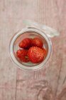 Fresh Strawberries in jar — Stock Photo