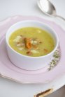 Chanterelle mushroom soup — Stock Photo