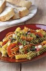 Tri-colored rotini pasta salad — Stock Photo