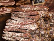Bunches of Dry-Cured Sausages — Stock Photo