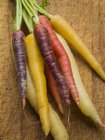 Разноцветная морковь со стеблями — стоковое фото