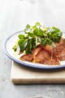 Зимний салат с копченым лососем — стоковое фото