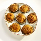 Elevated view of stuffed clams on dish — Stock Photo