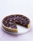 Chocolate and pecan nut tart — Stock Photo