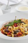 Tagliatelle pasta with sardines — Stock Photo