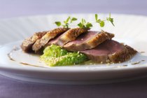 Duck breast with steamed Chinese cabbage — Stock Photo