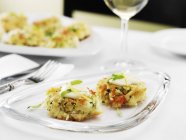 Crab cakes in plate — Stock Photo