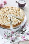 Rhubarb tarte with meringue topping — Stock Photo