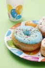 Blue-glazed doughnut — Stock Photo