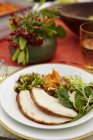 Assiette de Thanksgiving avec Turquie — Photo de stock