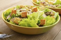 Смешанный салат из листьев с курицей и кускусом — стоковое фото