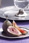 Figs on silver plate — Stock Photo