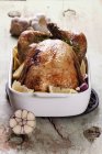 Roast chicken with lemons and rosemary — Stock Photo